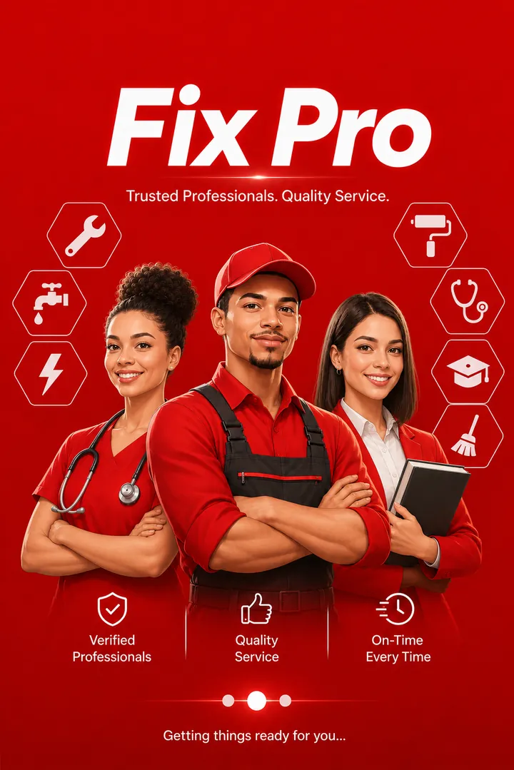 Écran d'accueil de l'application Fix Pro